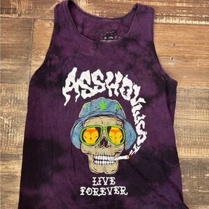 Assholes Live Forever Purple Graphic Tank Top
